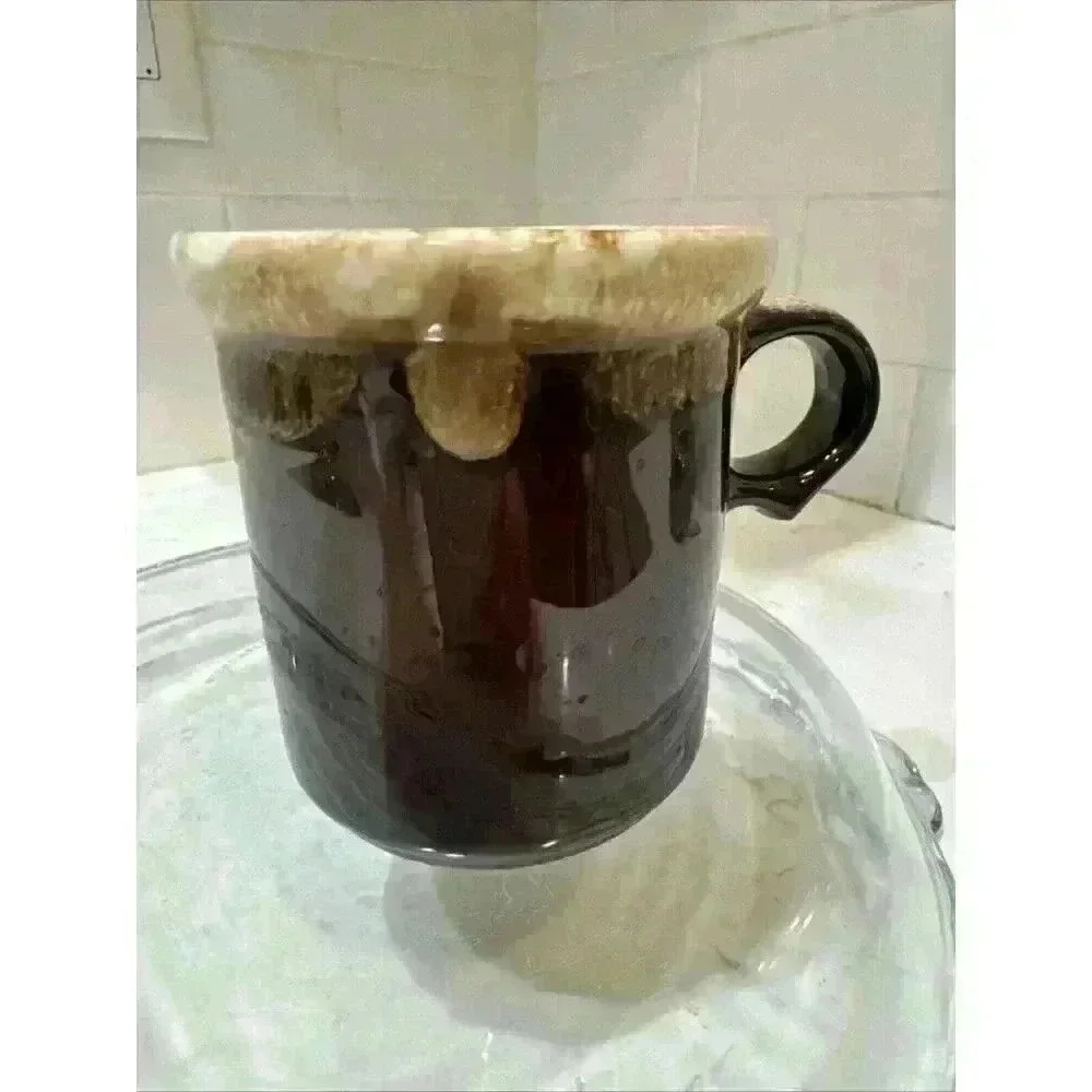 Vintage McCoy USA Brown Drip Glaze Coffee Mug Cup
